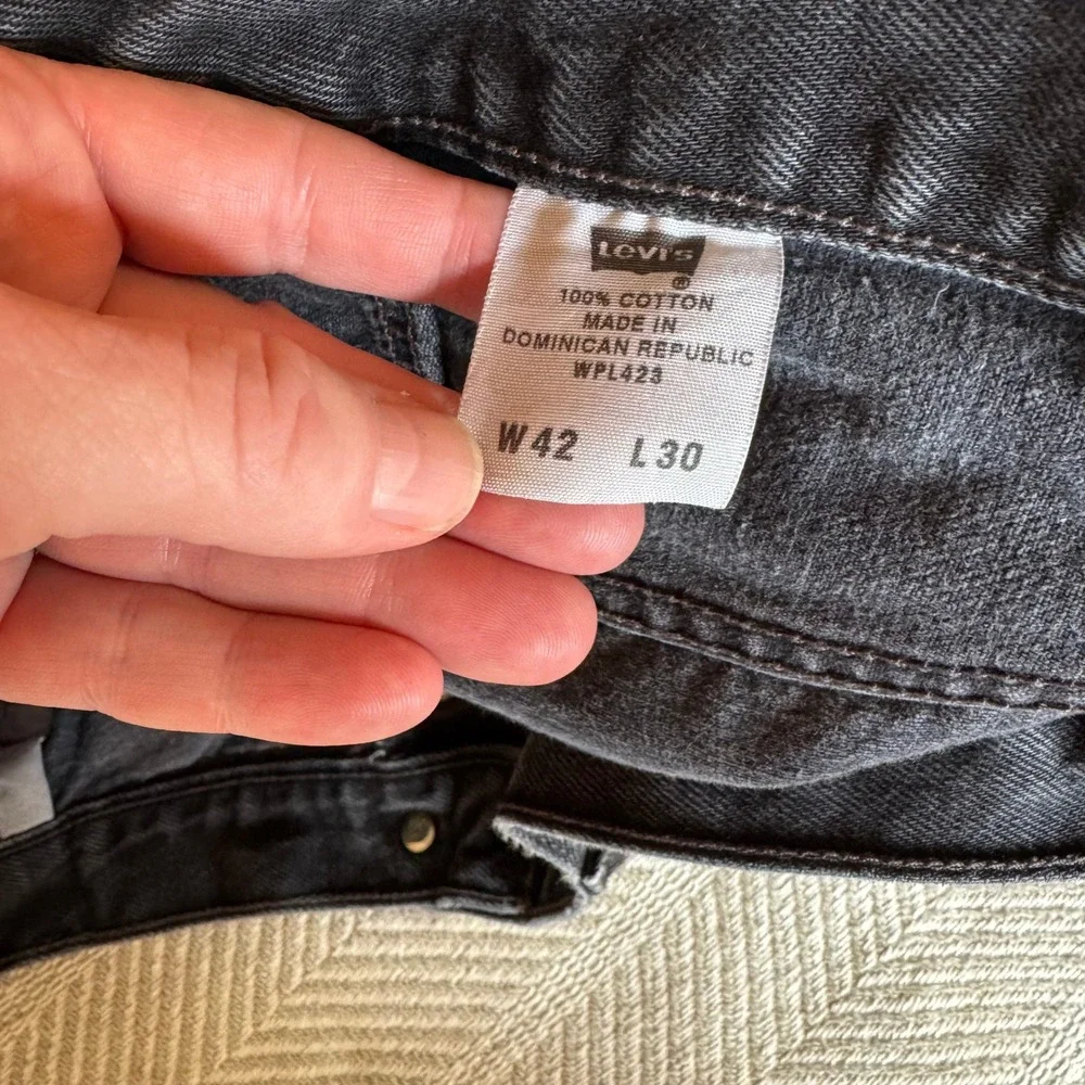 Levis 501 Jeans‎ Mens 42x30 (39x28) Black Button Fly Straight Leg Denim
